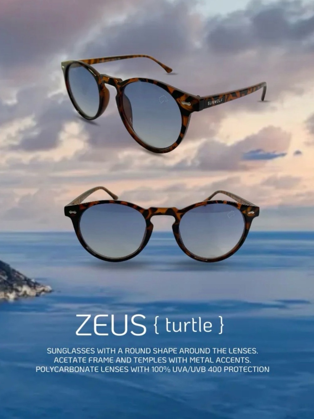 SUNWOLF Tortoise Frame Sunglasses with Blue Gradient Lenses